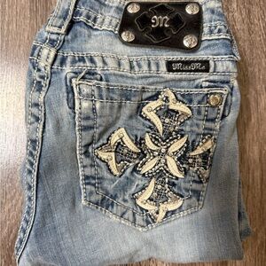 Miss Me Women's Light Blue Skinny Jeans with Embellished Pockets